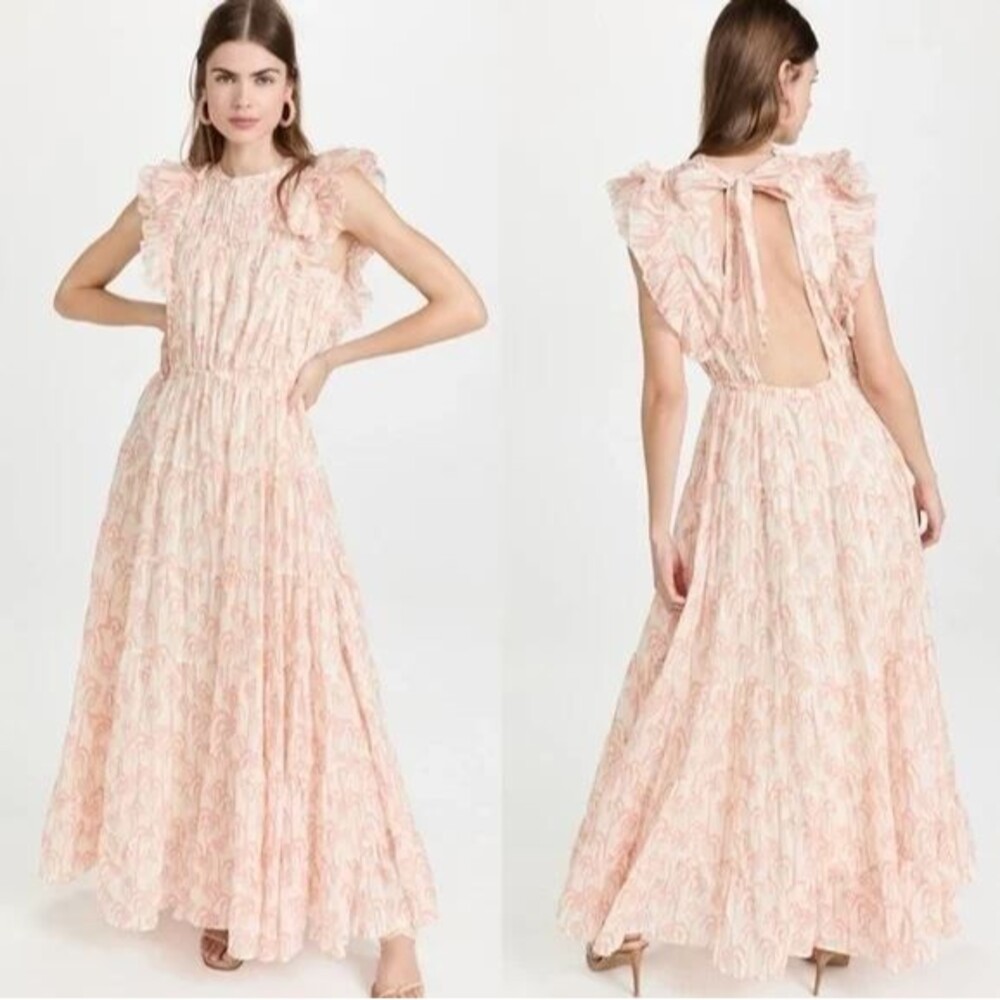 Scotch & Soda Amsterdam Organic Cotton Maxi Dress Voile Backless Bow Cottagecore